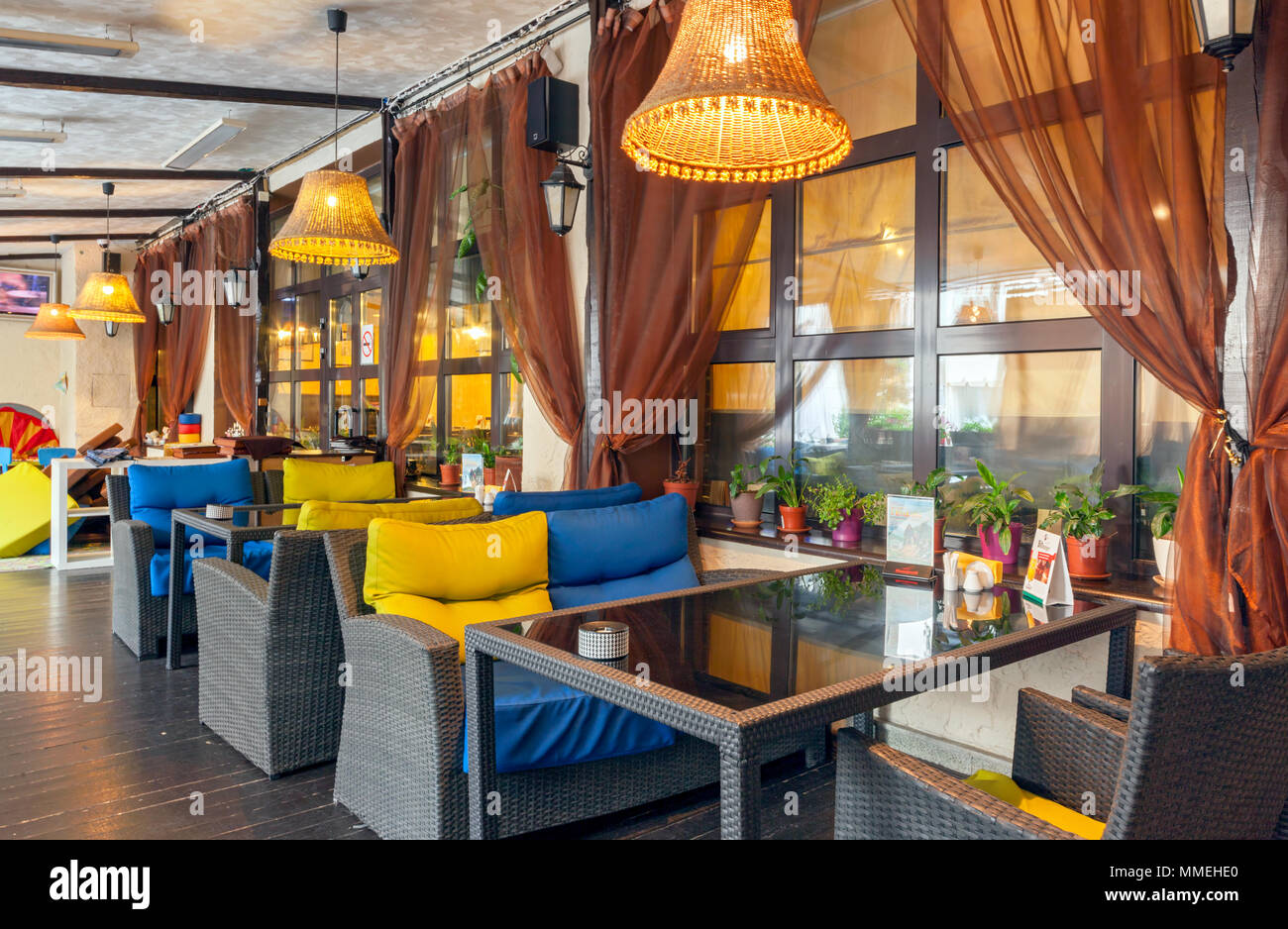 Mosca - Agosto 2014: Gli interni della birra bar ristorante "PIV&CO' Foto Stock