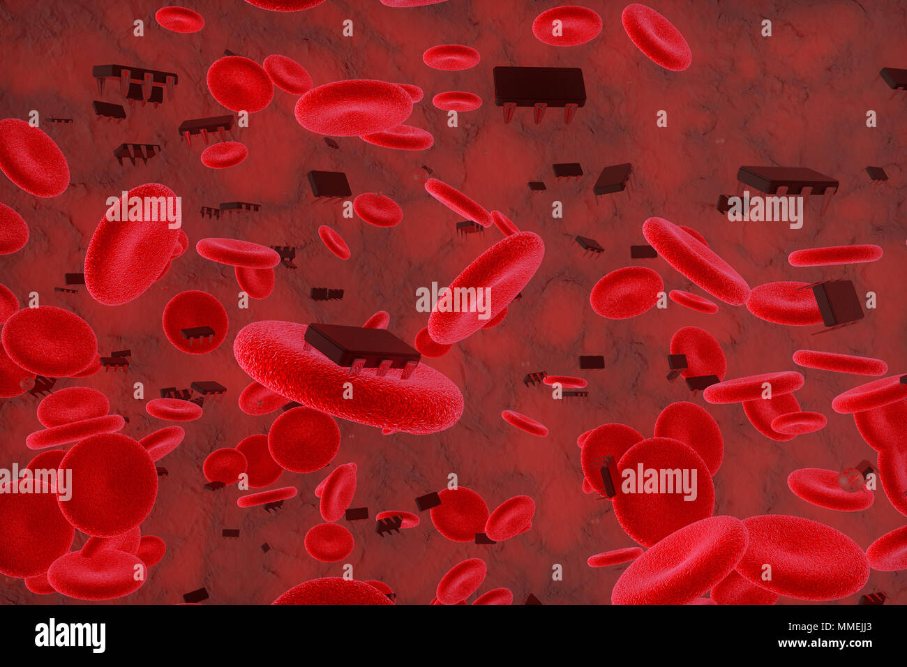 Cyber impianti nel corpo umano (3d rendering) Foto Stock
