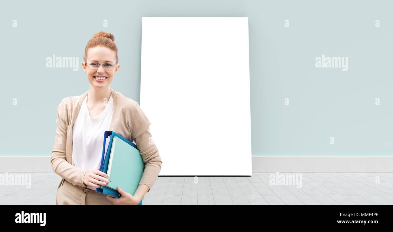 Blank carta bianca con docente Foto Stock