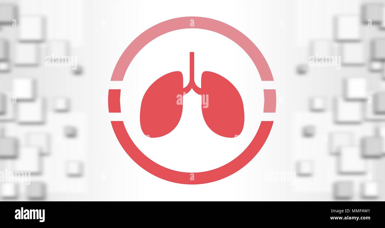 Icona dei polmoni e pattern di quadrati Foto Stock