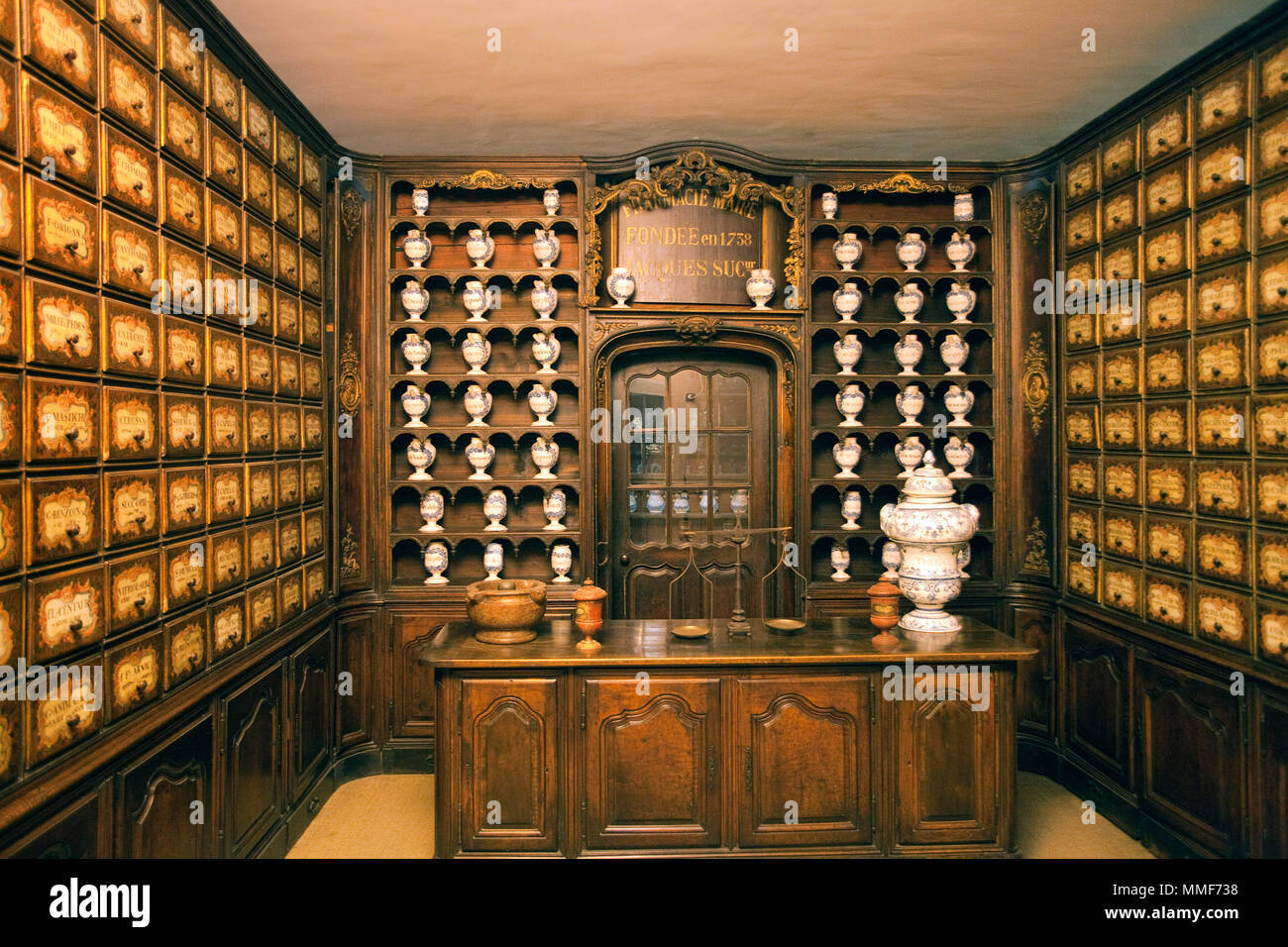 Vecchia farmacia di 1738, museo Palazzo Lascaris, Nizza Côte d'Azur, Alpes-Maritimes, Francia del Sud, Francia, Europa Foto Stock