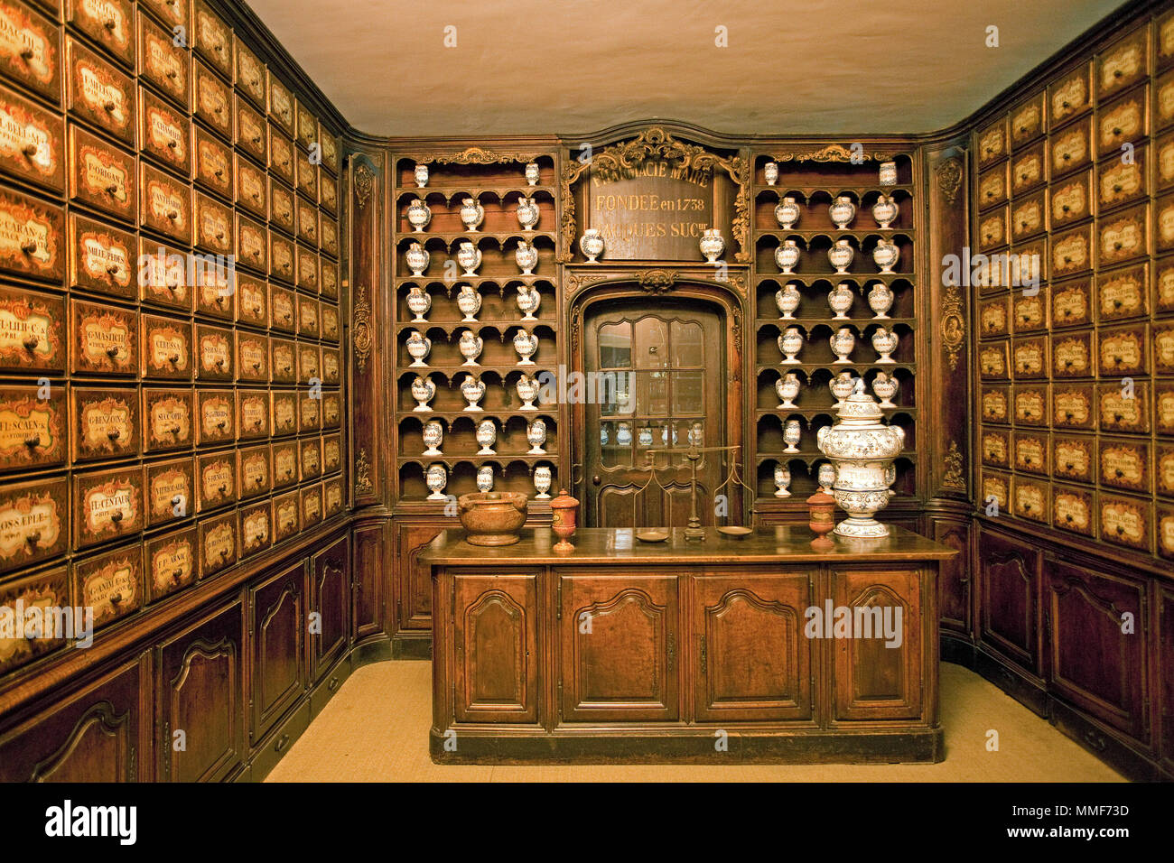 Vecchia farmacia di 1738, museo Palazzo Lascaris, Nizza Côte d'Azur, Alpes-Maritimes, Francia del Sud, Francia, Europa Foto Stock