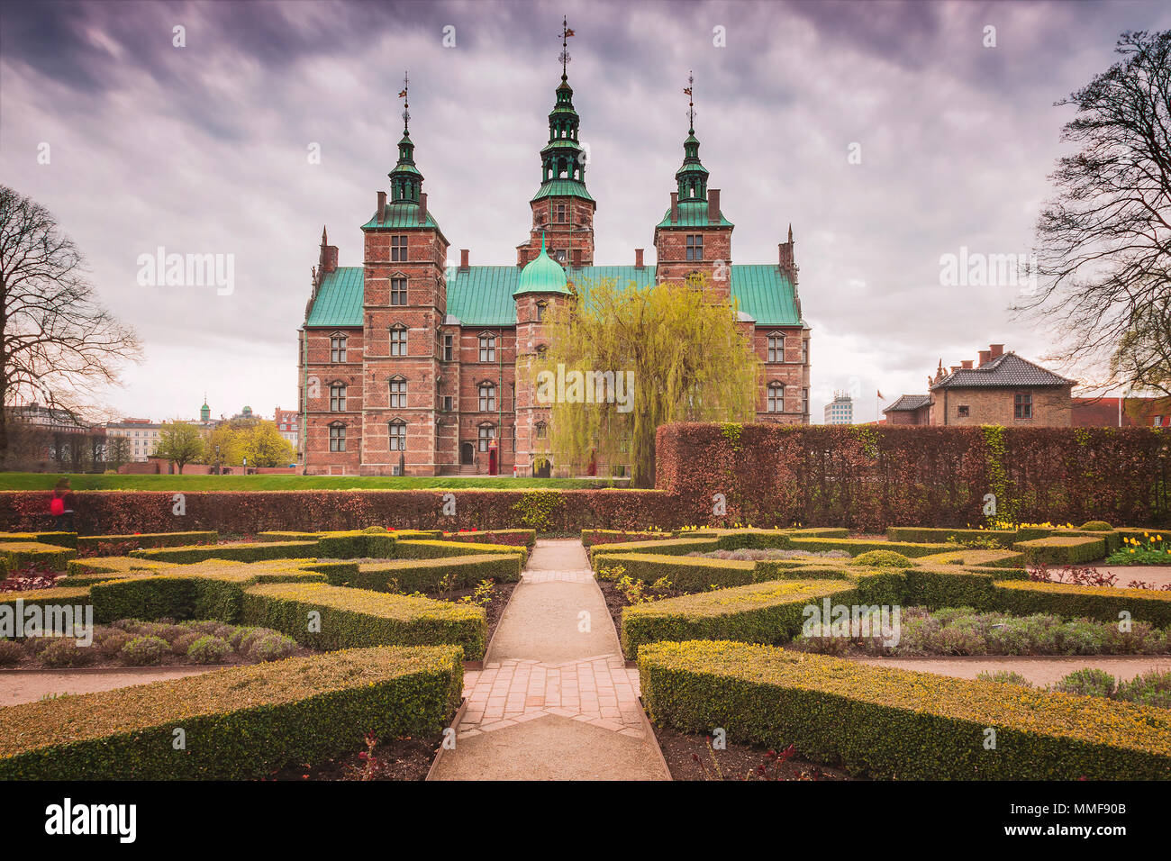 Il castello di Rosenborg e giardini di Copenhagen, Danimarca. Foto Stock