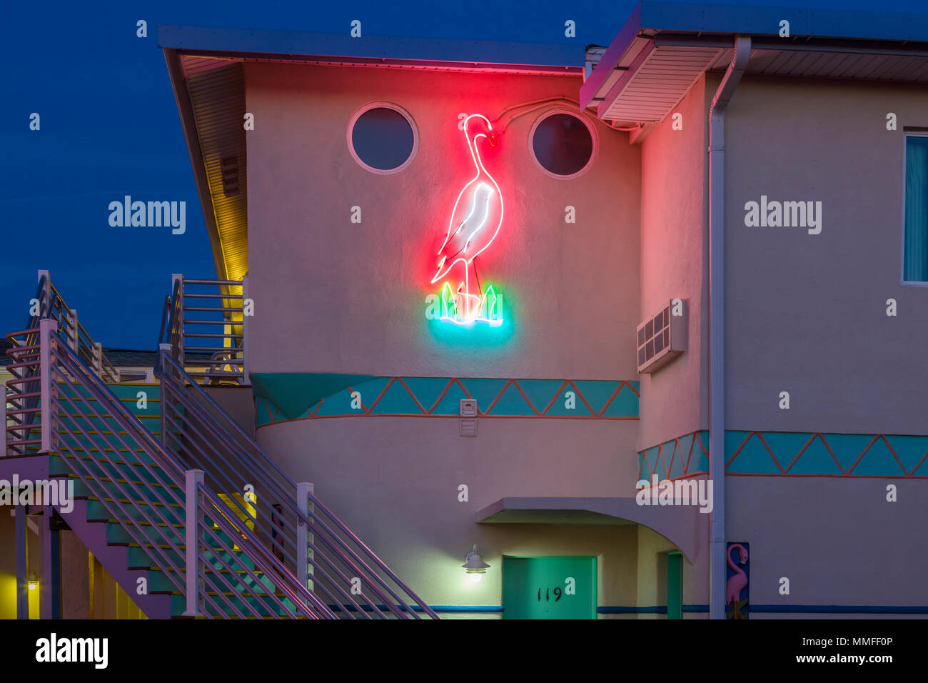 Anni Cinquanta Art Deco Magic Beach Motel in spiaggia Vilano vicino a Saint Augustine, Florida Foto Stock