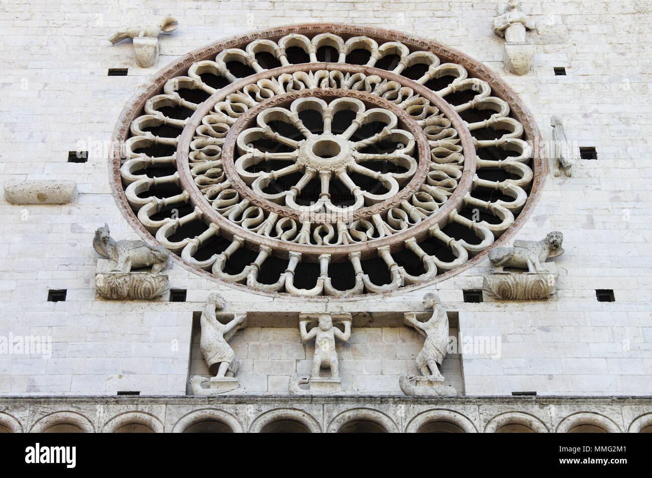 Rosone di San Rufino Duomo di Assisi, Italia Foto Stock