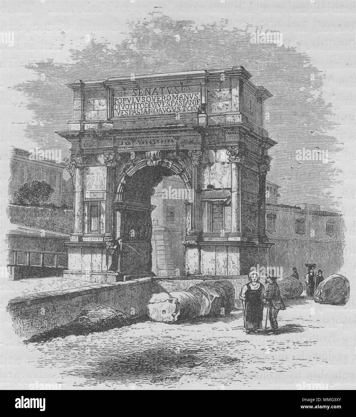 Roma. L'Arco di Tito 1882 antica vintage delle immagini di stampa Foto Stock