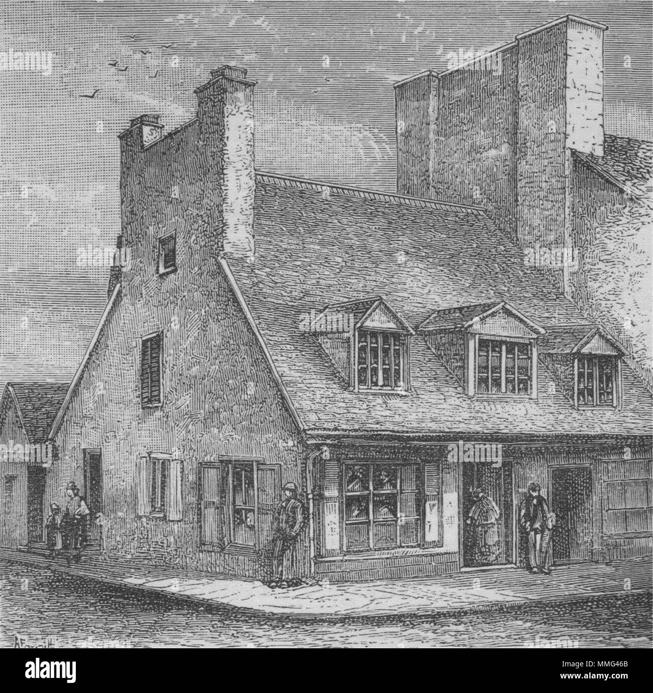 QUEBEC CITY. Vecchia casa francese 1882 antique vintage delle immagini di stampa Foto Stock