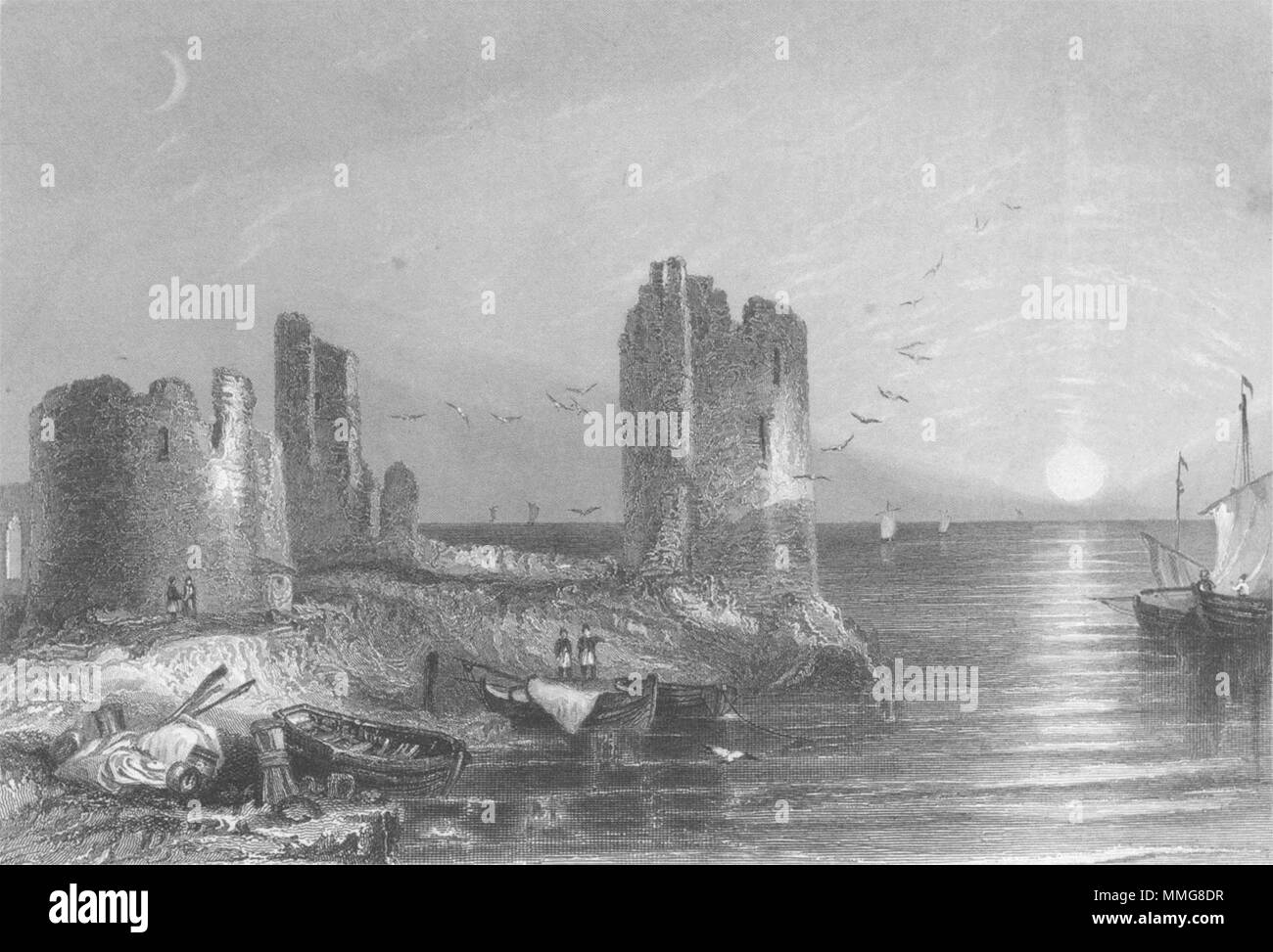 Il Galles. Rimane Flint Castle(1840) 1846 antica vintage delle immagini di stampa Foto Stock