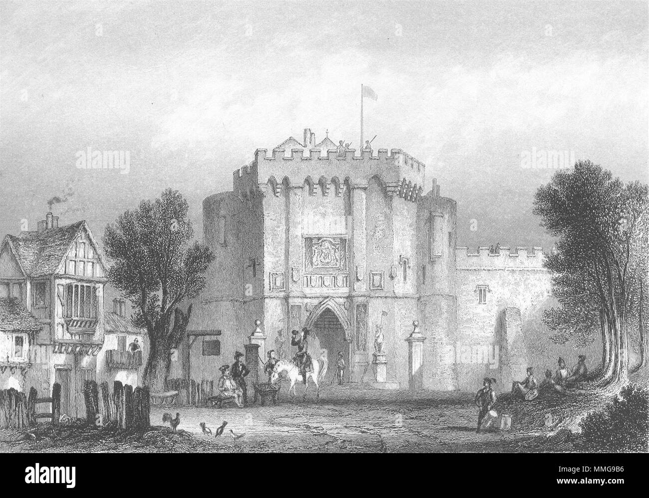 HANTS. Gate di Southampton, in 1670. Sargent 1854 antica immagine di stampa Foto Stock