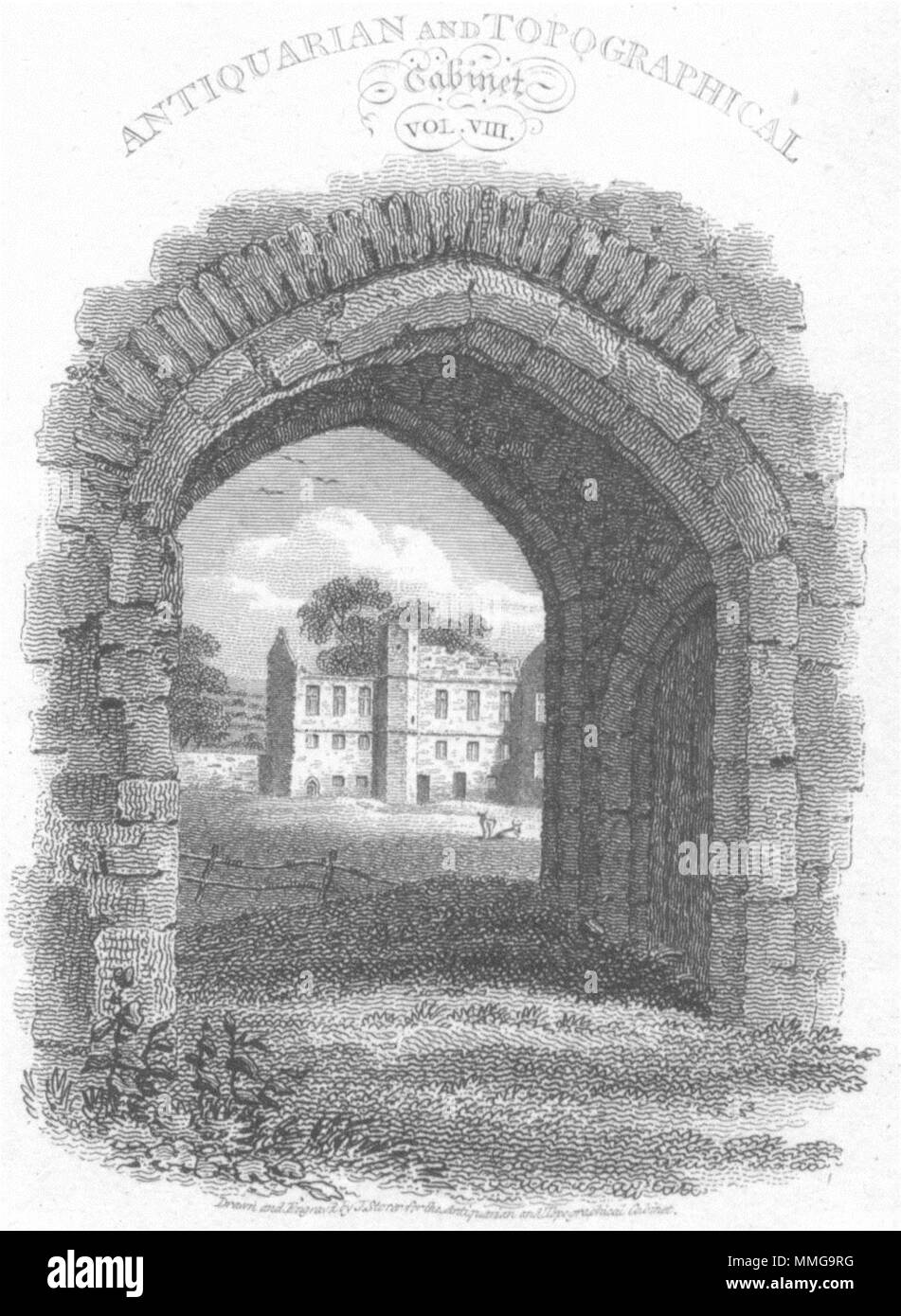 STAFFS. Il Castello di Dudley mantenere. Worcs 1812 antica vintage delle immagini di stampa Foto Stock