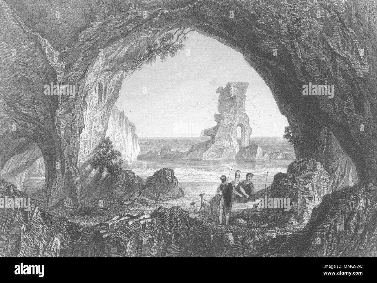 Il Galles. Stock Rock, Milford Haven. Sargent 1846 antica immagine di stampa Foto Stock