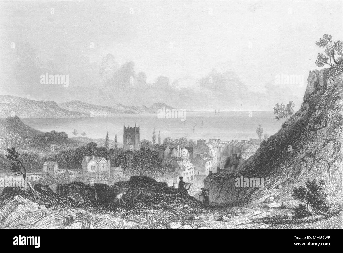 Il Galles. Bangor. Sargent incisi 1846 antica vintage delle immagini di stampa Foto Stock