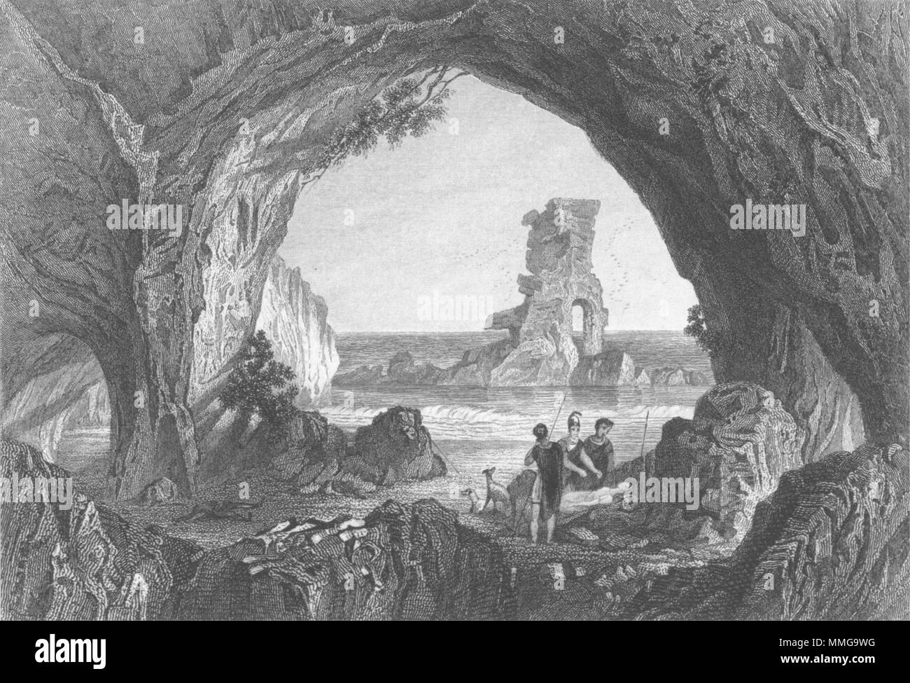 Il Galles. Stock Rock, Milford Haven. Sargent 1854 antica immagine di stampa Foto Stock