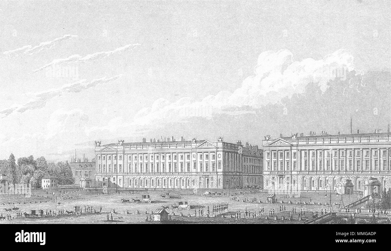 Parigi. Place Louis cogliere. carrozza cane 1828 antica immagine di stampa Foto Stock