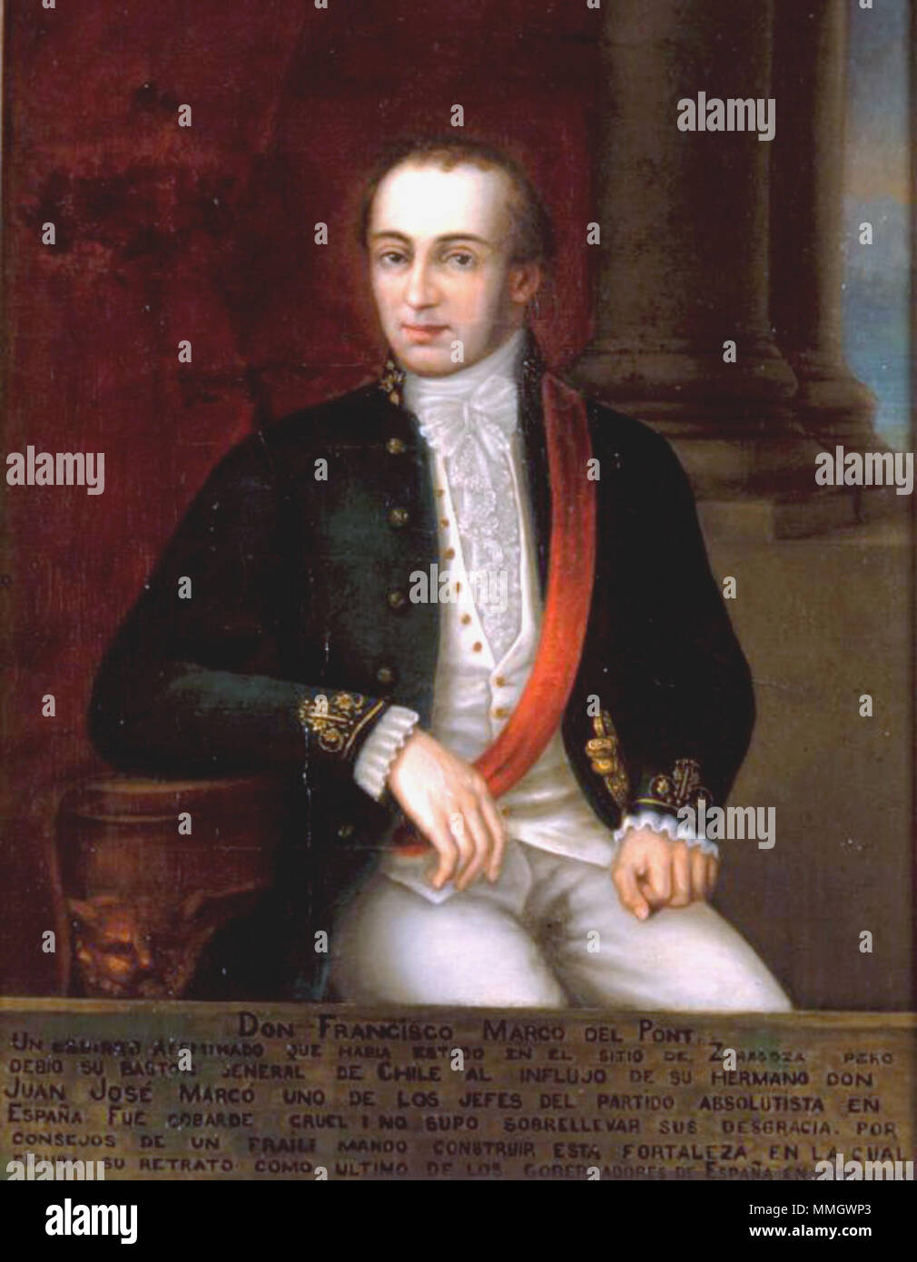 . Español: los gobernadores de Chile (pre 1817), forma parte de la coleccion de Retratos de los gobernadores de Chile. Casimiro Marcó del Pont. Xix secolo. CasimiroMarcoDelPont Foto Stock