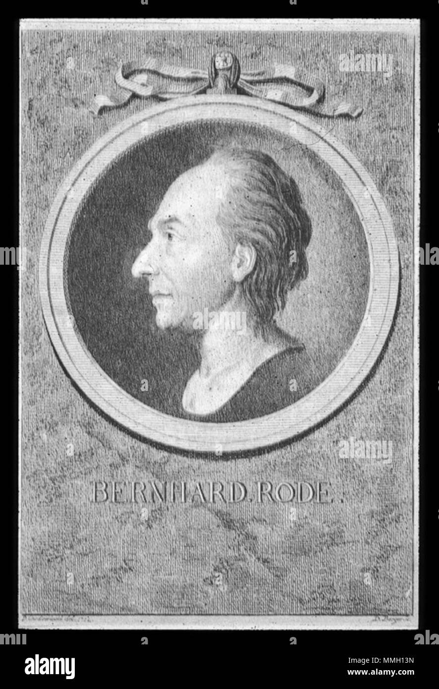 . Portrait des Malers und Grafikers Christian Bernhard Rode (1725 - 1797). Kupferstich. . Circa 1772. Daniel Chodowiecki (1726-1801) nomi alternativi Daniel Nikolaus Chodowiecki Descrizione German-Polish pittore e incisore Data di nascita e morte 16 Ottobre 1726 7 febbraio 1801 Luogo di nascita e morte di Gda?sk Berlino posizione di lavoro autorità di Berlino controllo : Q696720 VIAF:?ISNI 59092320:?0000 0001 2134 8231 ULAN:?500014861 LCCN:?n50038187 NLA:?36058735 WorldCat Bernhard Rode ritratto Foto Stock