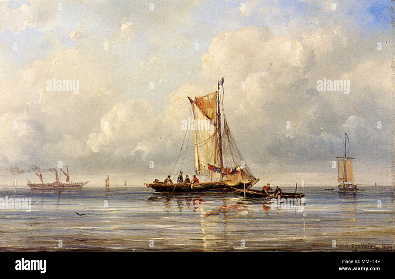 Inglese: la pesca in una calma . Data sconosciuta. Ary Pleysier - La pesca in un clima di calma Foto Stock