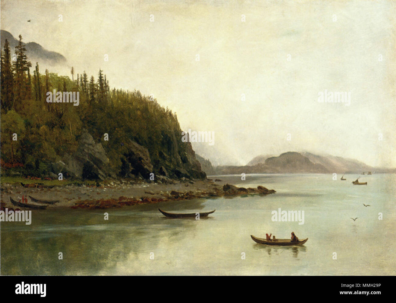Gli Indiani " Pesca ". non datato (XIX secolo), caricare 2008. Bierstadt Albert indiani la pesca Foto Stock