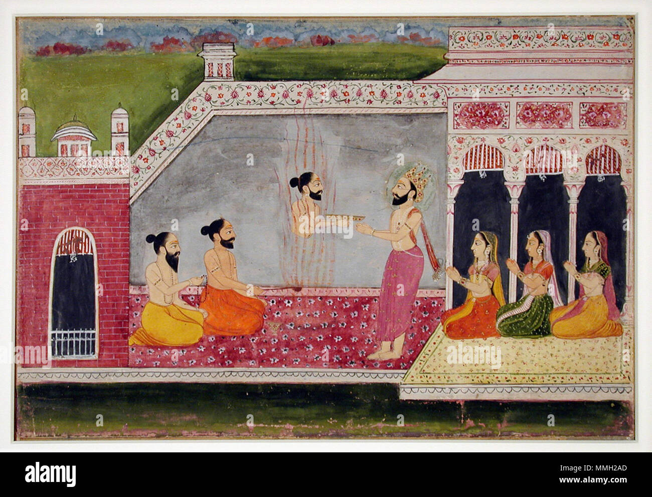 . Inglese: Titolo serie: Rama di viaggio nome Suite: Ramayana Data di creazione: ca. 1770 Dimensioni display: 8 13/16 in. x 13 in. (22,4 cm x 33 cm) Linea di credito: Edwin Binney terza raccolta numero di adesione: 1990.1195 Collezione: <a href='http://www.sdmart.org/art/our-collection/asian-art' rel="nofollow">Il San Diego Museum of Art</a> . 12 Settembre 2001 13:51:01. Inglese: thesandiegomuseumofartcollection Dushmata sacrifici ad agni (6125129362) Foto Stock