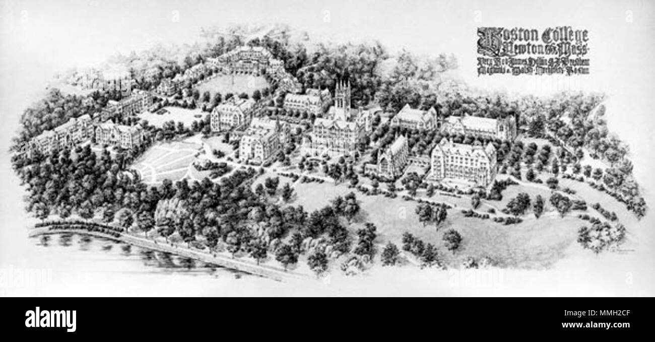. Inglese: Charles D. Maginnis' 'Oxford in America " master plan per Boston College nel 1908. . Utente:Yelm 77 BCmasterplan Foto Stock