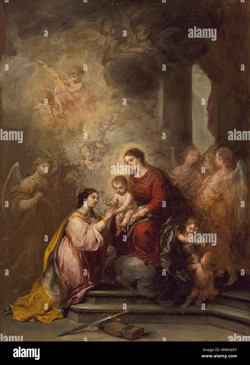 . Il Matrimonio mistico di Santa Caterina, Español: los Ángeles County Museum of Art . circa 1680. Bartolomé Esteban Murillo (1617-1682) nomi alternativi spagnolo: Bartolomé Esteban Murillo Descrizione spagnolo pittore e disegnatore Data di nascita e morte 1 gennaio 1618 (battezzato) 3 aprile 1682 Luogo di nascita e morte Seville Seville periodo di lavoro Opera Barocca posizione Autorità di Siviglia controllo : Q192062 VIAF:?ISNI 76584455:?0000 0001 0917 9367 ULAN:?500007425 LCCN:?n81068073 NLA:?36229539 WorldCat Bartolome murillo-santa catalina Foto Stock