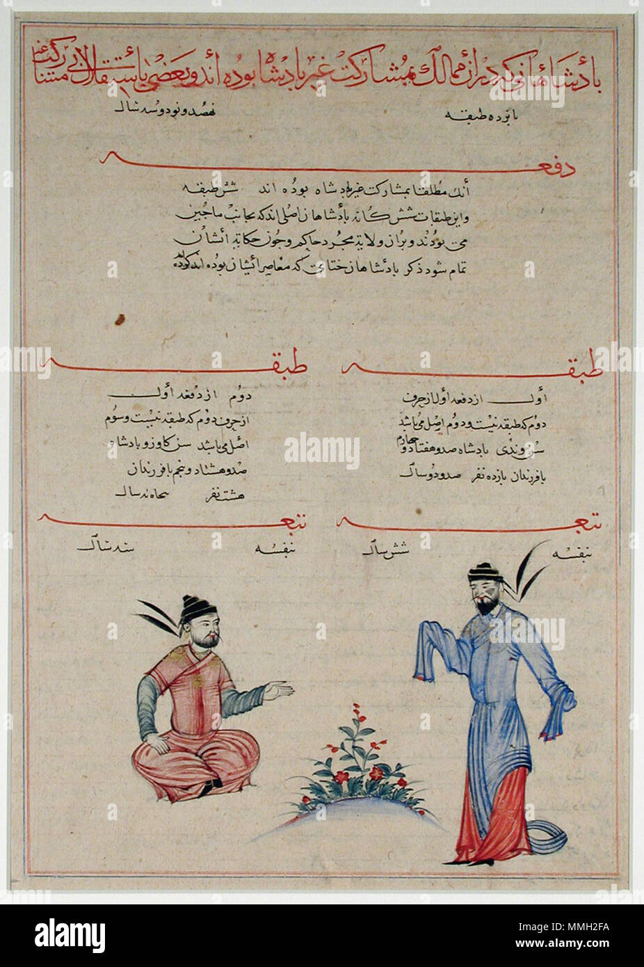 . Inglese: Titolo serie: compendio delle cronache di Rashid al-Din Data di creazione: 1314 Dimensioni display: 16 3/16 in. x 11 9/16 in. (41,1 cm x 29,4 cm) Linea di credito: dono di Edwin Binney 3° numero di accessione: 1971.53 Collezione: <a href='http://www.sdmart.org/art/our-collection/asian-art' rel="nofollow">Il San Diego Museum of Art</a> . Il 1 Ottobre 2001 12:16:32. Inglese: thesandiegomuseumofartcollection cinese o tartaro kings che hanno maturato la loro troni da aiuto estero (6125039098) Foto Stock