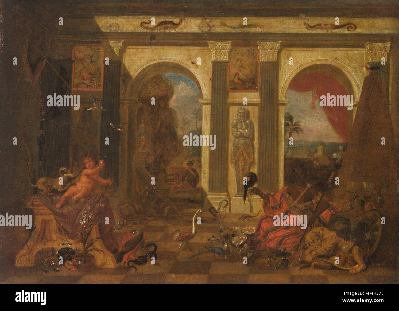 Inglese: allegoria dell Africa . 1690. Ferdinand van Kessel - Africa Foto Stock