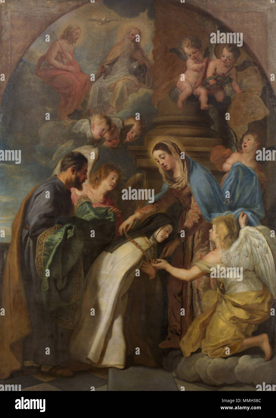 Santa Teresa riceve una catena d'oro e un manto ricamato in oro dalla Vergine. dopo il 1639. Gaspar de Crayer - Santa Teresa riceve una catena d'oro e un manto ricamato in oro dalla vergine Foto Stock