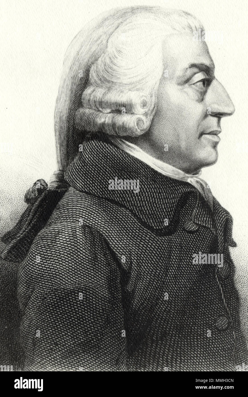 . Profilo di Adam Smith. La rappresentazione originale di Smith è stato creato nel 1787 da James Tassie nella forma di una pasta di smalto medaglione. Smith non era solito sedersi per il suo ritratto, così un notevole numero di incisioni e busti di Smith sono stati realizzati non da osservazione, ma dalla stessa medaglione di smalto prodotta da Tassie, un artista che ha potuto convincere Smith per sedersi. . Il lavoro originale nel 1787. Incisione prodotta nel 1811, 1828 o 1872. Attacco chimico creato da Cadell e Davies (1811), Giovanni Horsburgh (1828) o R.C. Campana (1872). AdamSmith Foto Stock