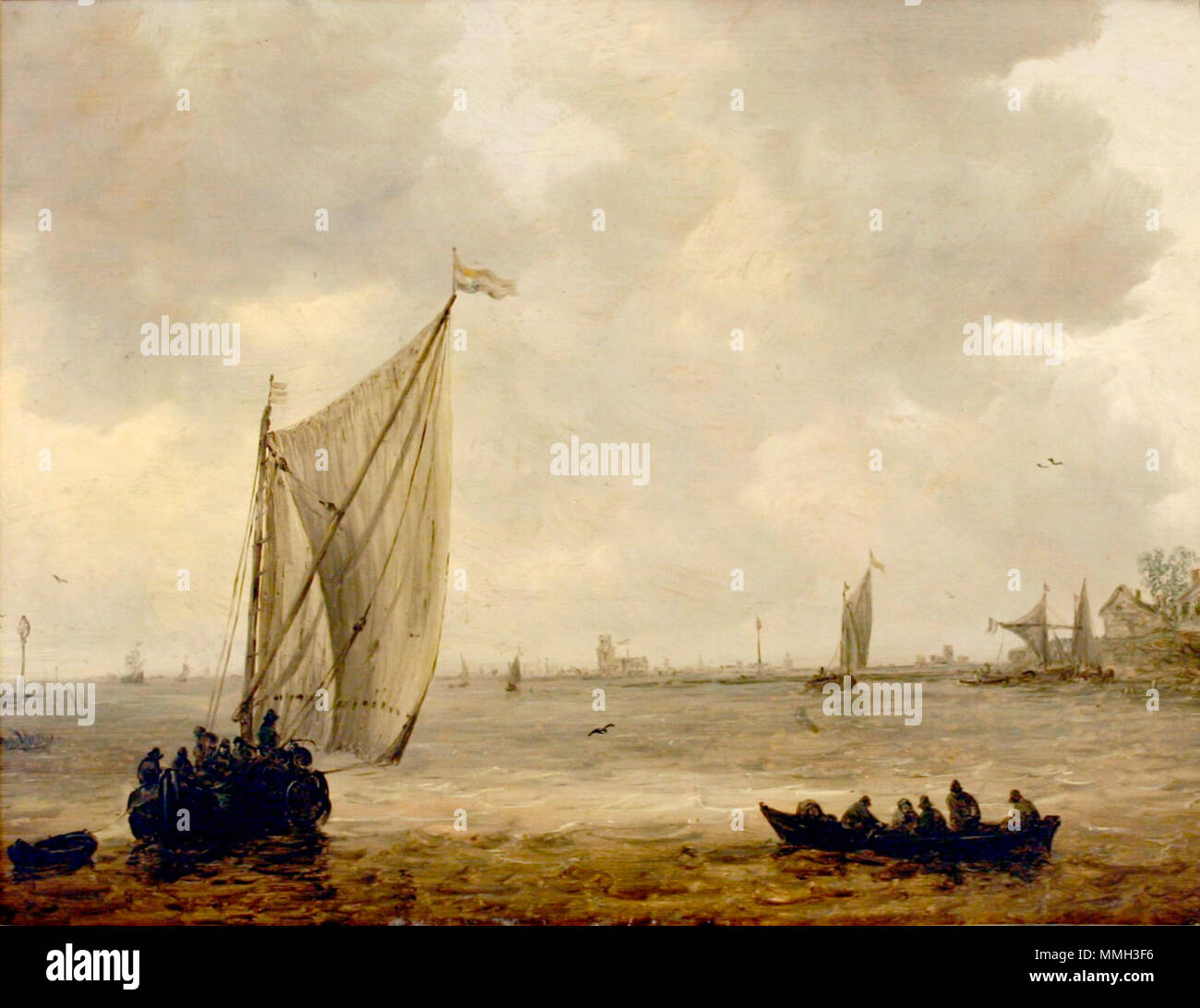 Blick von der alten Maas auf Dordrecht. 1648. Goyen 1648 Blick von der alten Maas auf Dordrecht Foto Stock