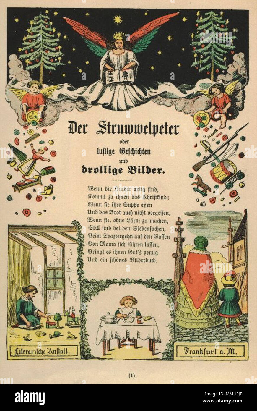 . Der Struwwelpeter: Vorspruch . creatd 1858. Heinrich Hoffmann (1809-1894) nomi alternativi Polycarpus Gastfenger; Heulalius von Heulenburg; Pietro Struwwel; Reimerich Kinderlieb Descrizione autore tedesco autore di Struwwelpeter Data di nascita e morte 13 Giugno 1809 20 Settembre 1894 Luogo di nascita e morte Francoforte Monaco di Baviera sede di lavoro Germania competente controllo : Q215724 VIAF:?ISNI 76317116:?0000 0000 8155 9420 LCCN:?n79150242 NLA:?MusicBrainz 35402368:?7e65f2d5-a3AD-41B1-8643-81659d4774fb WorldCat H Hoffmann Struwwel 02 Foto Stock