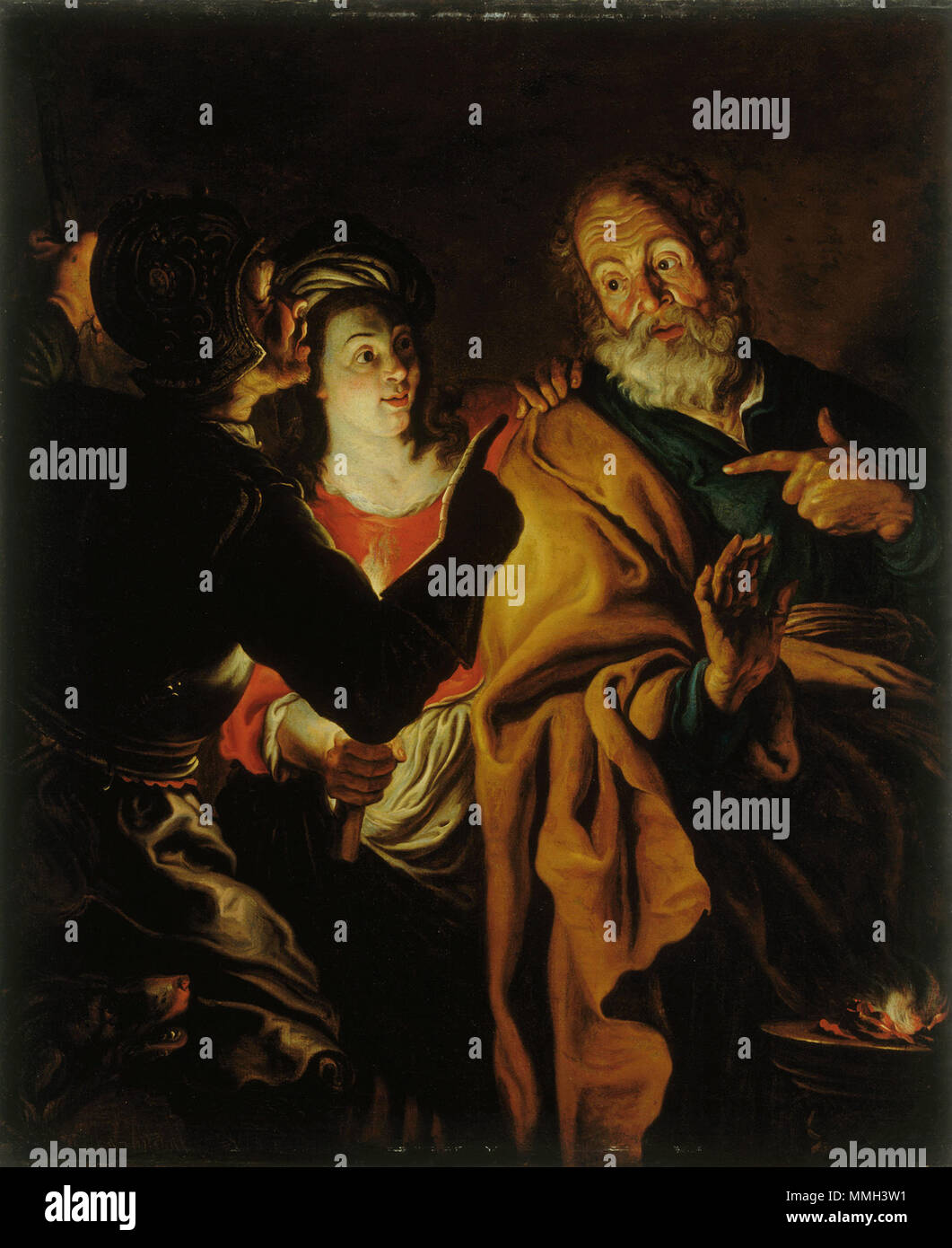 Un attacco di tipo Denial of Saint Peter. circa 1620. Gerard Seghers - Peter zataji Jezusa Foto Stock
