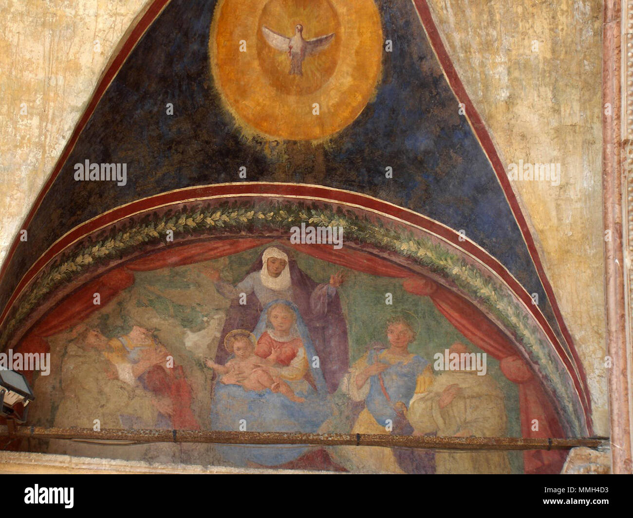 . Affresco del portale principale della Basilica Inferiore di San Francesco, Assisi, Italia . Il 7 aprile 2006. Georges Jansoone Basilica.Francesco10 Foto Stock