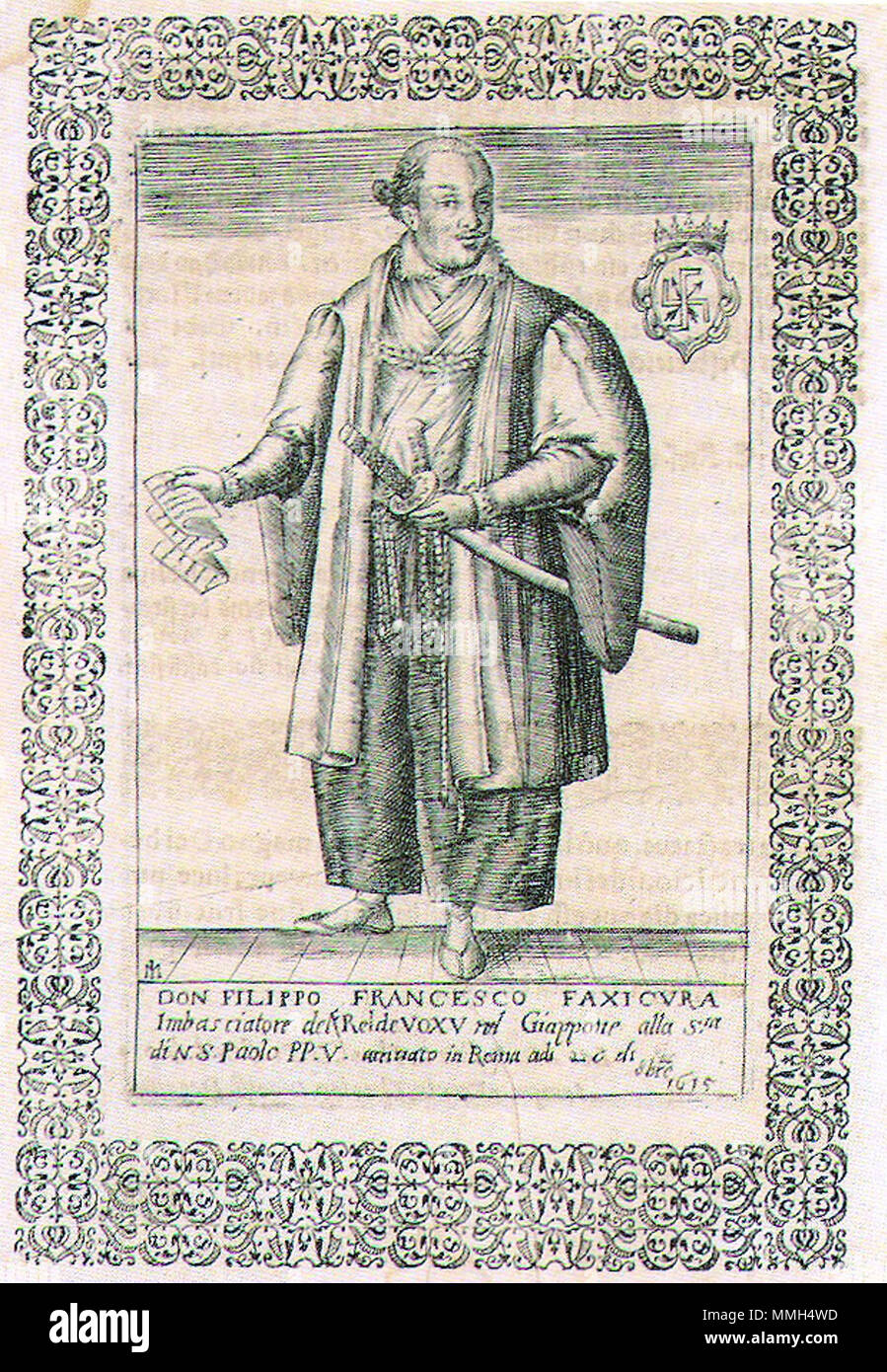 . Disegno di Hasekura di Amati. 1615. . 1615. Questo file è privo di informazioni sull'autore. HasekuraAmati Foto Stock