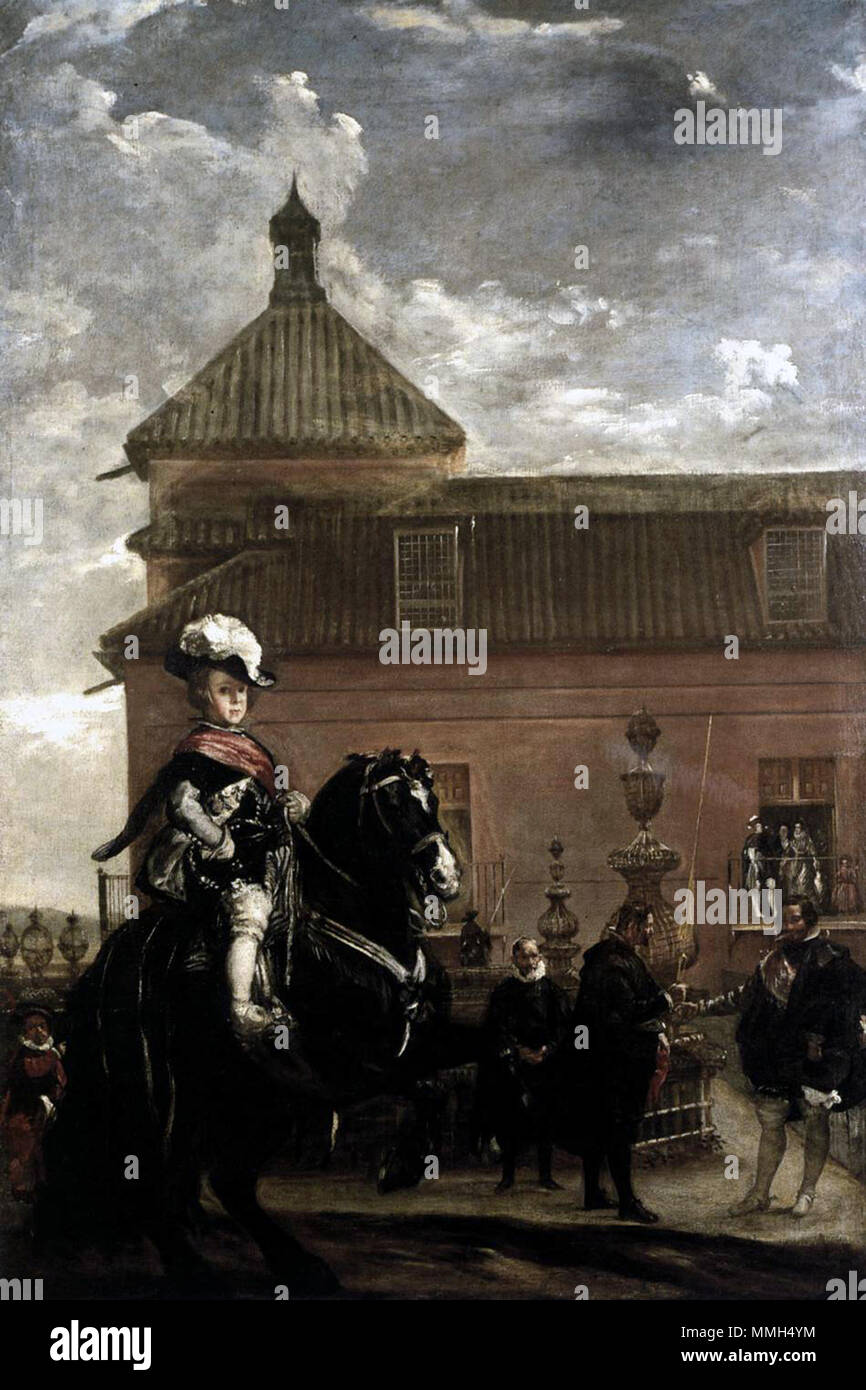 Il principe Baltasar Carlos con il Count-Duke di Olivares presso il Royal Mews. 1636. Baltasar Carlos Foto Stock