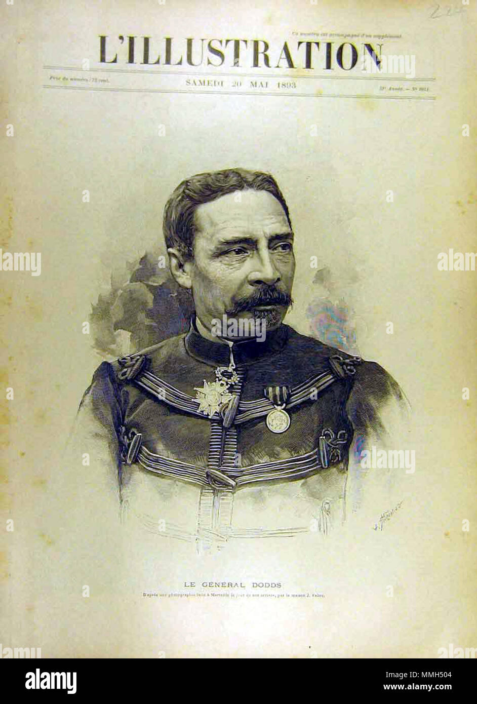 . Inglese: Alfred-Amédée Dodds sul coperchio di L'illustrazione. . Il 20 maggio 1893. Giornale contemporaneo 38 AlfredAmedeeDodds Foto Stock