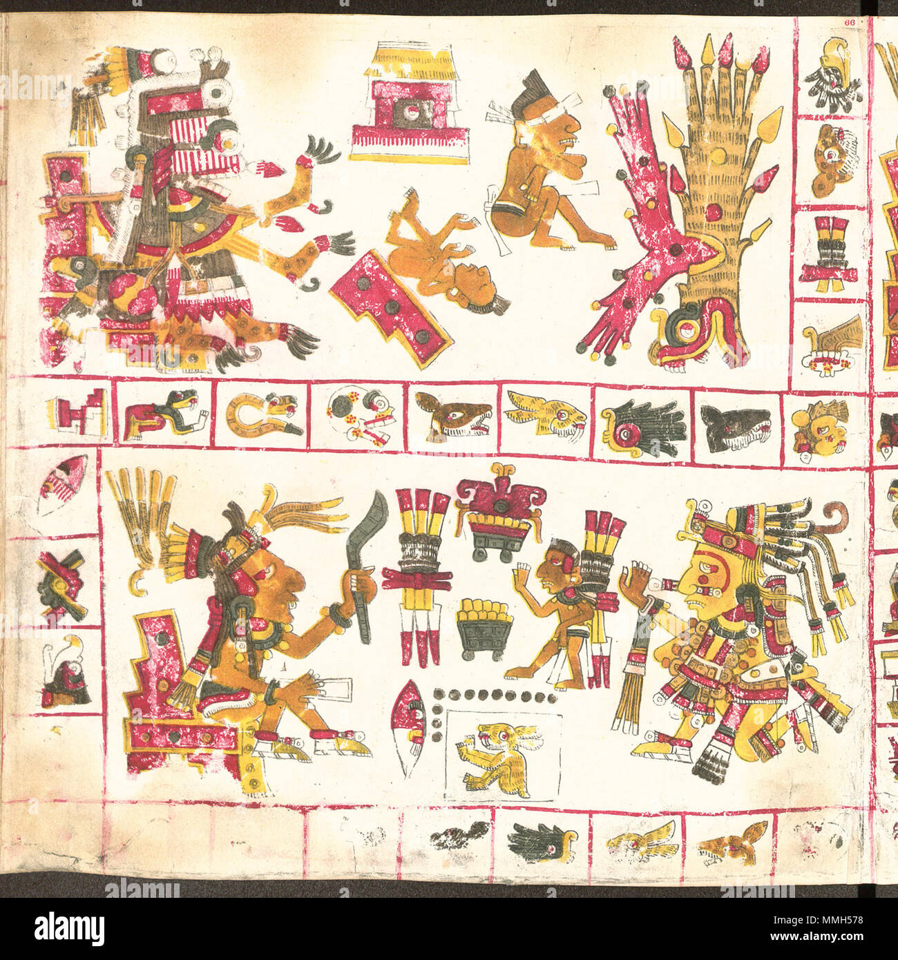 . Pagina 66 del Codex Borgia. . Precolombiana. Unknown Codex Borgia pagina 66 Foto Stock