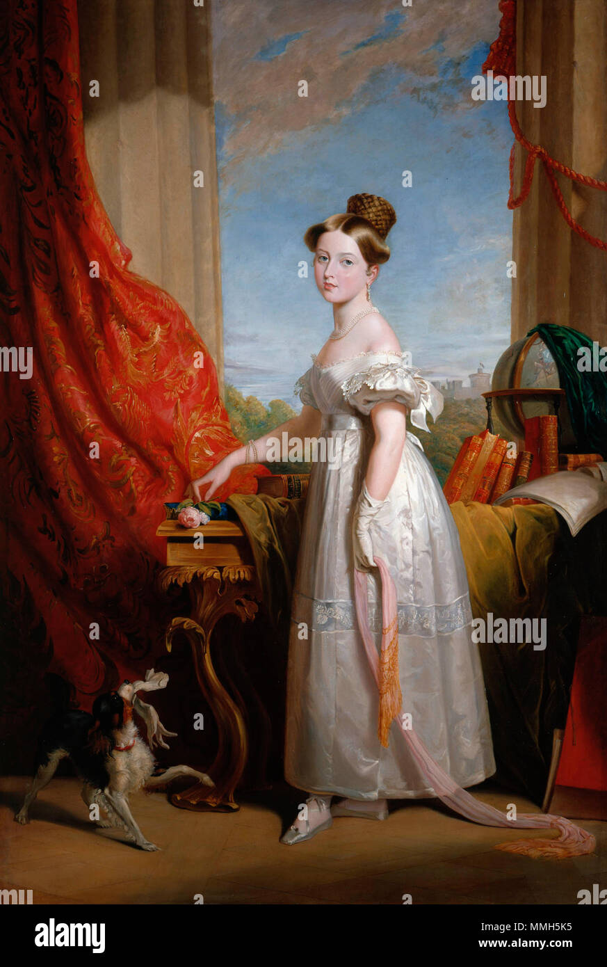 La regina Victoria (1819-1901), quando la principessa ritratto della Principessa Victoria di Kent (1819-1901), poi regina Victoria. circa 1866 (verniciato di copia) 1833 (dipinto originale). La Principessa Victoria e Dash da George Hayter Foto Stock