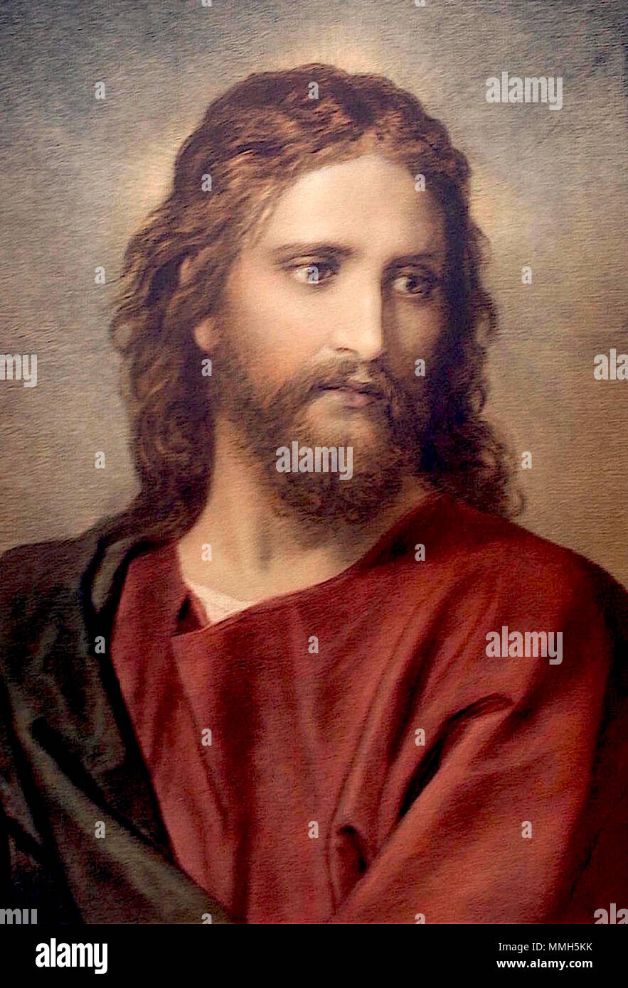 . Rappresentazione di Gesù Cristo, estratta dal dipinto "Cristo e la giovane e ricca righello" da Hoffmann. . 1 Giugno 1889. Cristo, da Heinrich Hofmann Foto Stock