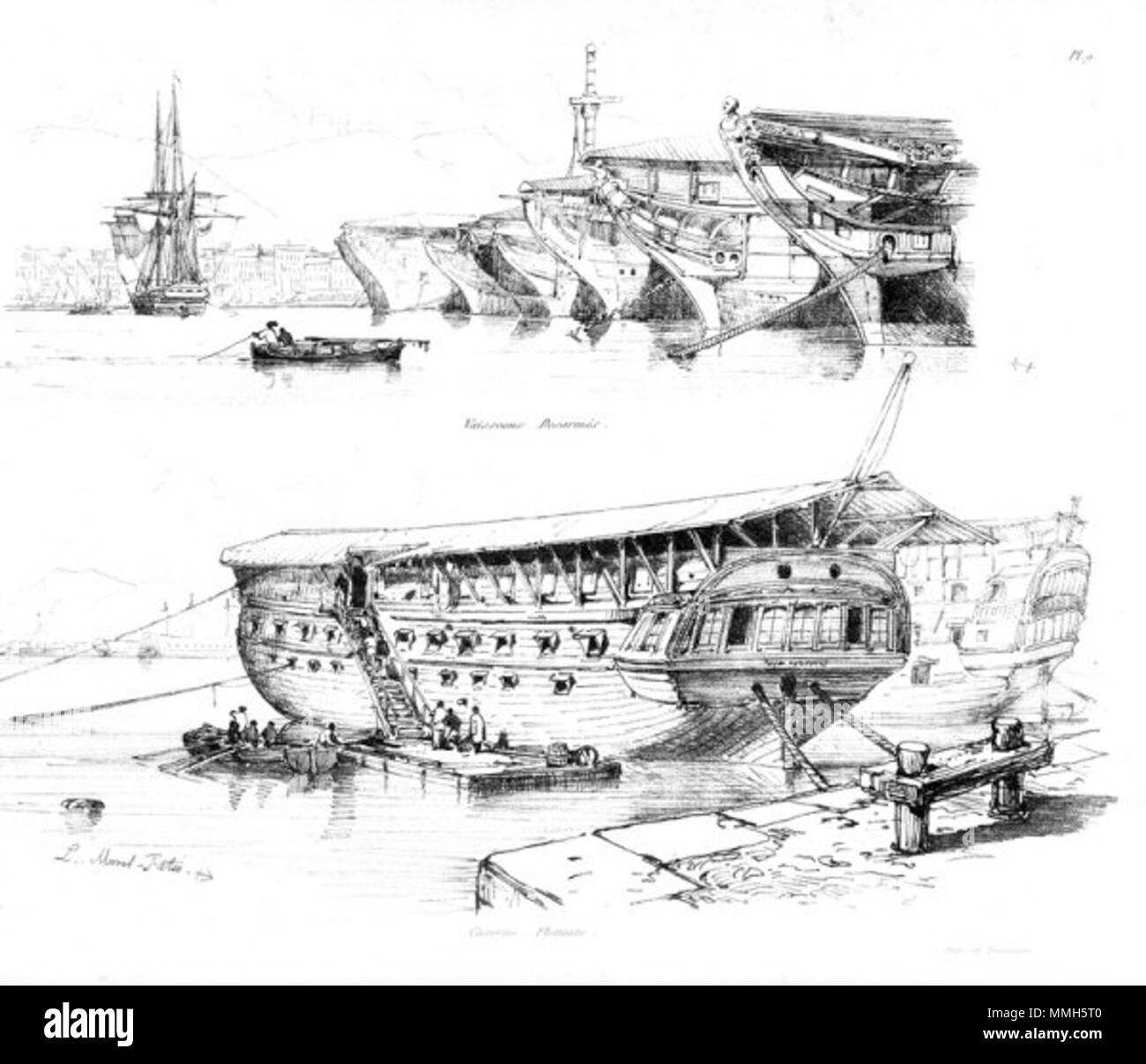 . Inglese: Decommisioned navi - caserma hulk Français : Vaisseaux désarmés - Caserne flottante . Non specificato. Antoine Léon Morel-Fatio (1810-1871) nomi alternativi Antoine Morel-Fatio Descrizione francese pittore marino Data di nascita e morte 17 Gennaio 1810 2 marzo 1871 Luogo di nascita e morte Rouen Parigi periodo di lavoro 1827-1871 sede di lavoro Italia, Medio Oriente, Francia competente controllo : Q3271211 VIAF:?ISNI 61938920:?0000 0001 2013 0185 ULAN:?500000735 LCCN:?n99038575 GND:?1011911418 WorldCat Antoine Morel-Fatio pl9 Foto Stock