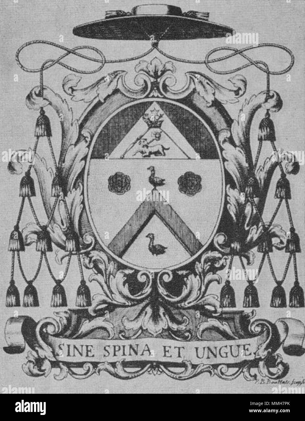 . Deutsch: Wappen des Bischofs Dominikus de Gentis . 1749. Leander Schiefer LeSch 08:31, 14 luglio 2007 (UTC) Dominikus de Gentis Wappen Foto Stock