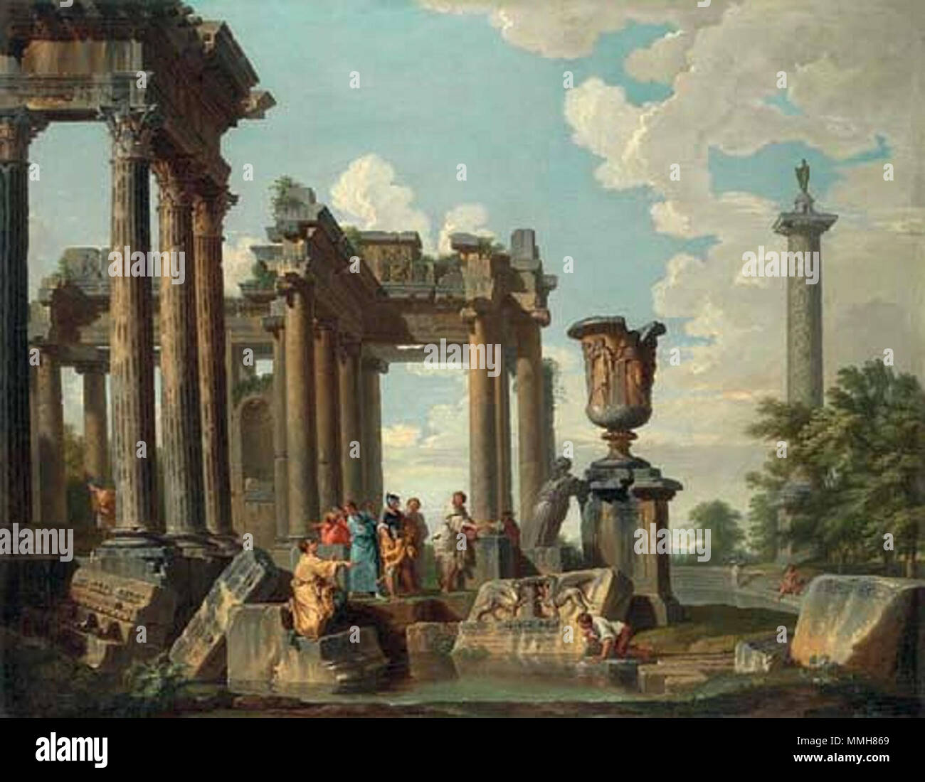 Diogene gettando via il suo bicchiere. . Tardi 1720s. Giovanni Paolo Panini  (1691-1765) Descrizione italiano pittore e architetto Data di nascita e  morte 1691 o 1692 21 ottobre 1765 Luogo di