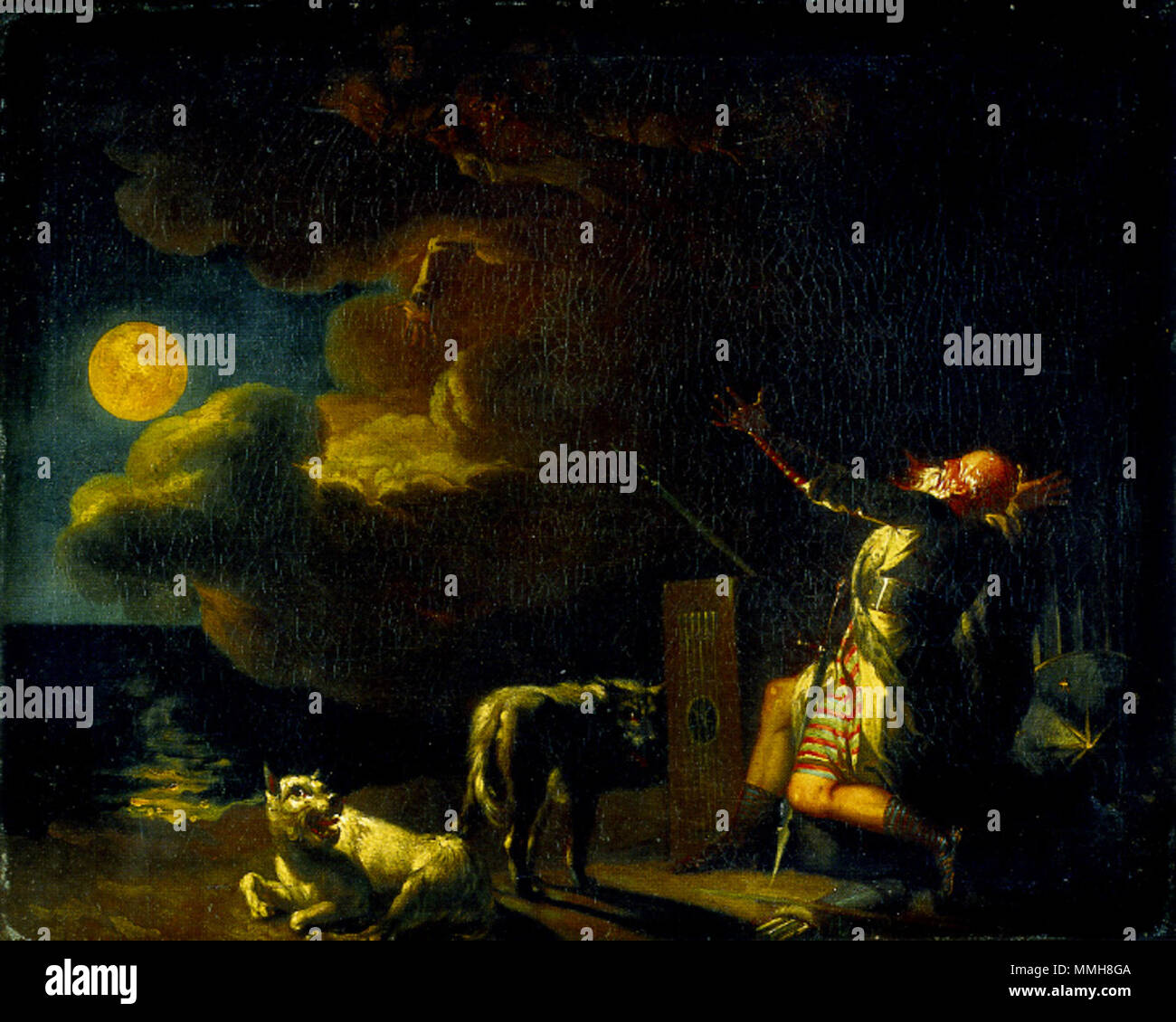 . Inglese: Fingal vede i fantasmi dei suoi antenati al chiaro di luna . 1778. Nicolai Abildgaard (1743-1809) Descrizione pittore danese, designer e architetto, scultore e docente universitario Data di nascita e morte 11 Settembre 1743 4 Giugno 1809 Luogo di nascita e morte Copenhagen Copenhagen periodo di lavoro romanticismo la posizione di lavoro di Copenaghen (1764); Roma (1772 - 1777) Autorità di controllo : Q319854 VIAF:?ISNI 10020076:?0000 0001 1037 9358 ULAN:?500023457 LCCN:?n80049733 WGA:?ABILDGAARD, Nicolai WorldCat Fingal Foto Stock