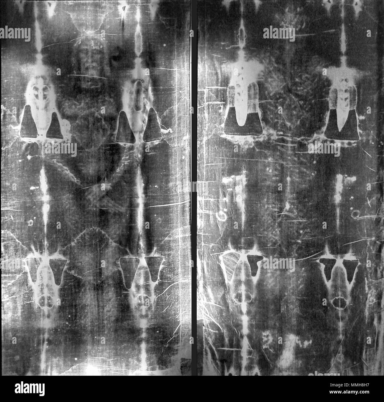 . Inglese: a lunghezza piena di negativi della Sindone di Torino . 1st del XIV secolo. Sconosciuto a lunghezza piena di negativi della Sindone di Torino Foto Stock