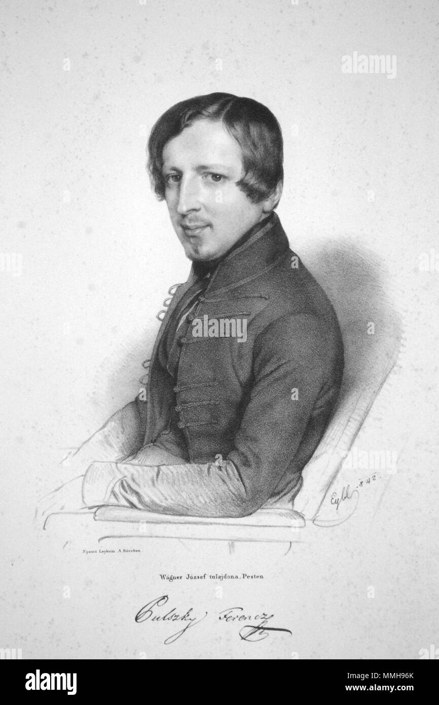 . Deutsch: Franz Pulszky (1814-1897), ungarischer Politiker, Schriftsteller und Revolutionär. Lithographie von Franz Eybl, 1842 . 1842. Franz Eybl (1806-1880) Franz Pulszky Litho Foto Stock