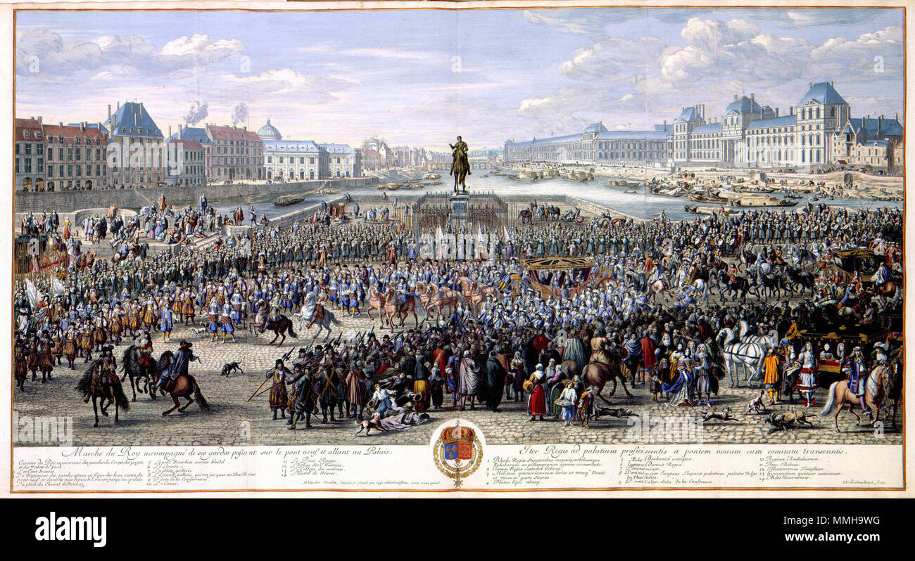Atlas Van der Hagen-KW1049B12 022-Marche du Roy accompagné des ses gardes passant sur le pont neuf et allant au Palais Foto Stock