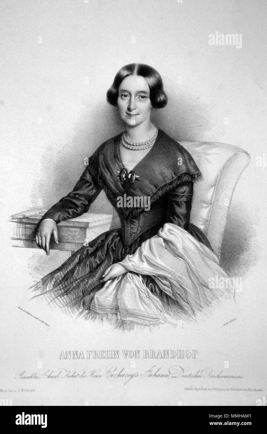 . Deutsch: Gräfin Anna Merano, Lithographie von Adolf Dauthage, ca. 1848 . Adolf Dauthage (+ 1883);Foto Pietro Geymayer / Peter Geymayer a Wikipedia tedesca Anna Merano Litho (1) Foto Stock