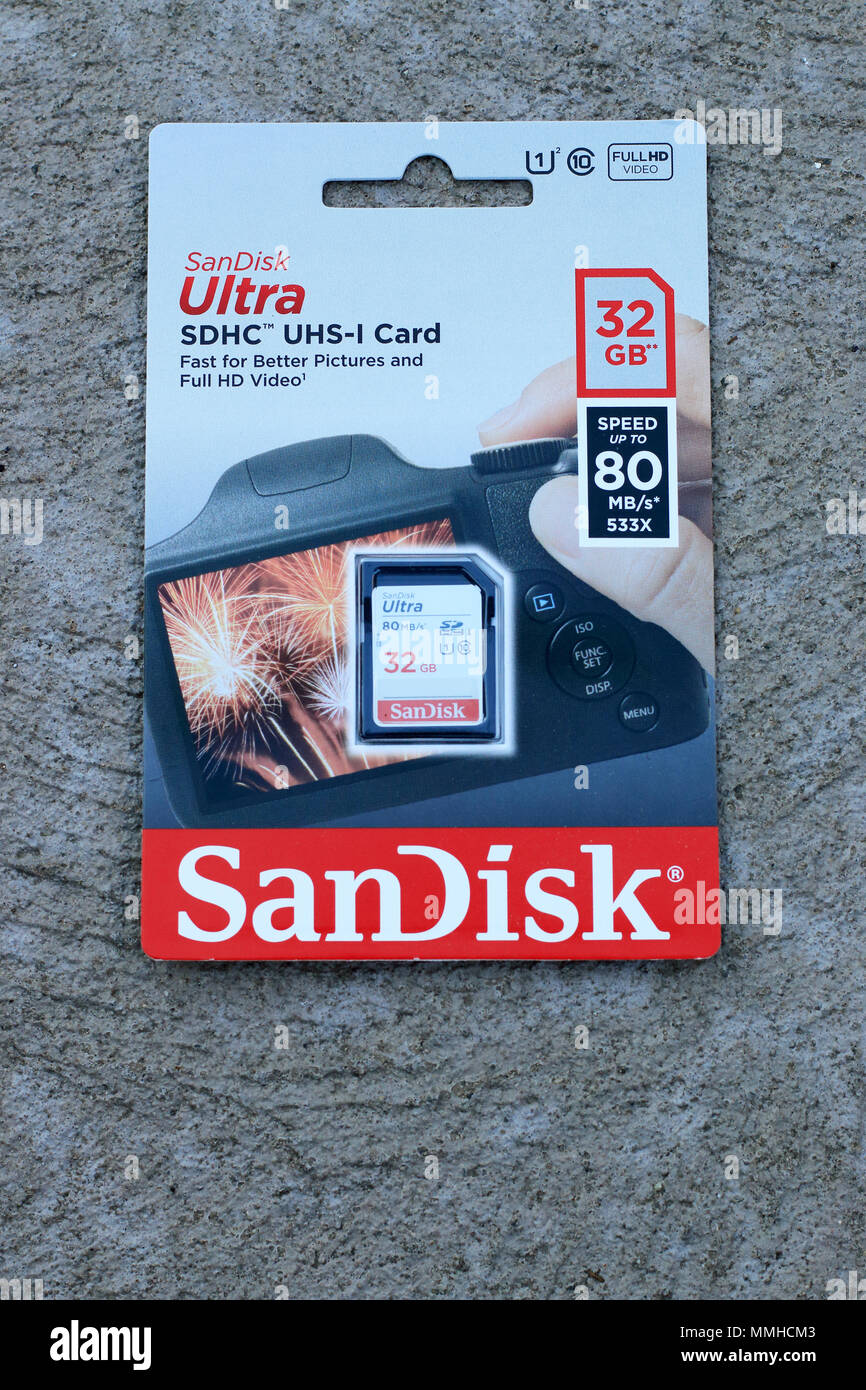 Sandisk 32GB SDHD card Foto Stock