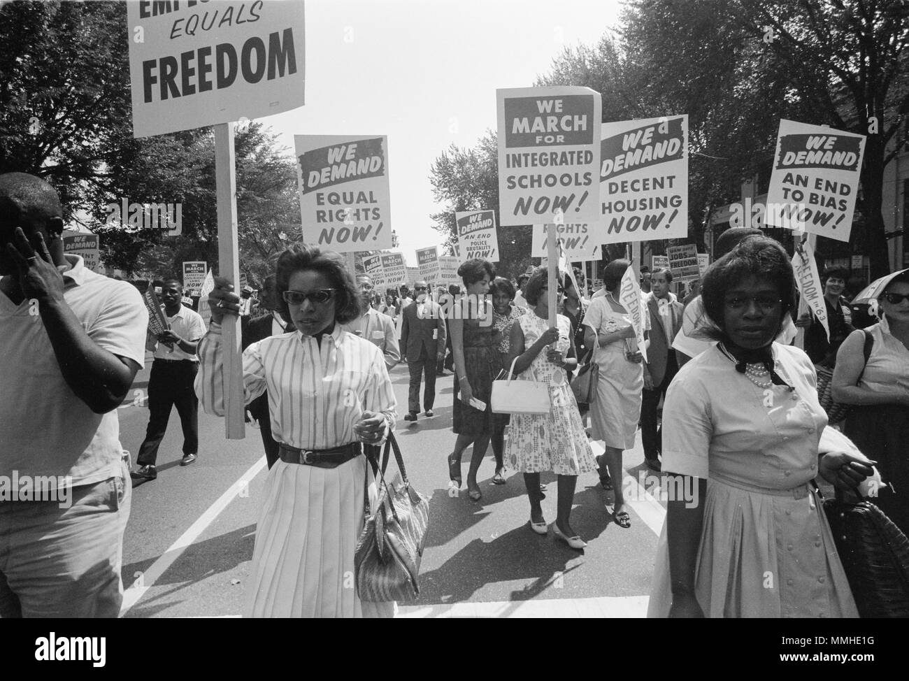 I diritti civili dimostranti per le strade di Washington D.C. Agosto 28, 1963 Foto Stock