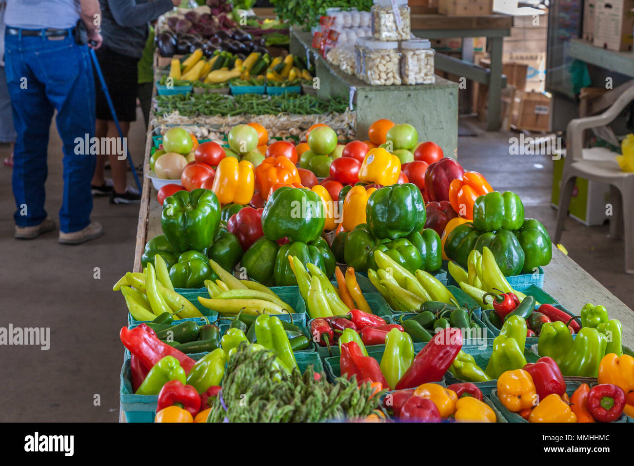 Prodotti freschi per la vendita in mercati di Marion il mercato delle pulci vicino a Ocala, Florida Foto Stock